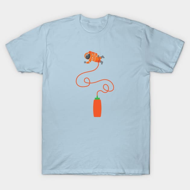 Space Condiment Hot Sauce T-Shirt by Spindriftdesigns